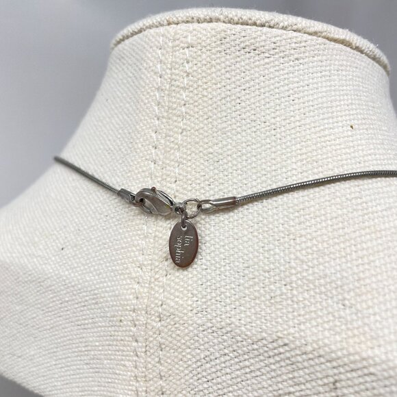 Lia Sophia Medley‎ Pendant Necklace Orange Pink Gems Silver-Tone Chain - Picture 7 of 9